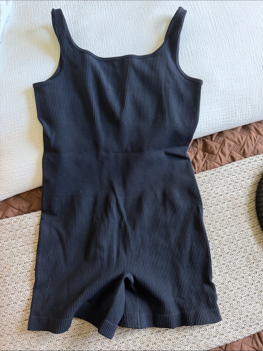 Amazon Black Ribbed Tank Romper